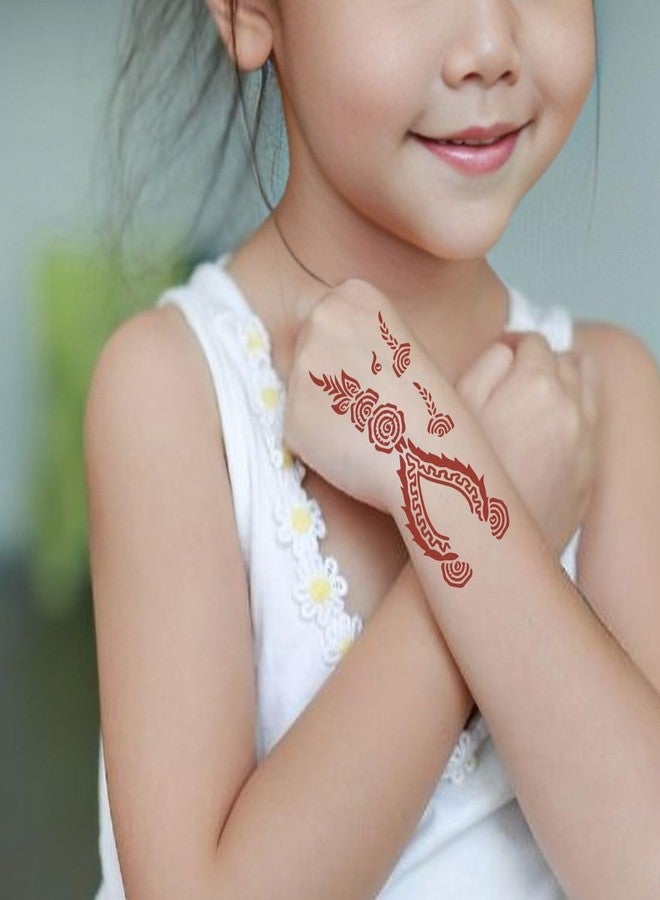 ORDERSHOCK Ready-to-Use Mehndi Drawing Sticker for Children Interested in Indian Hand Art - Image 2